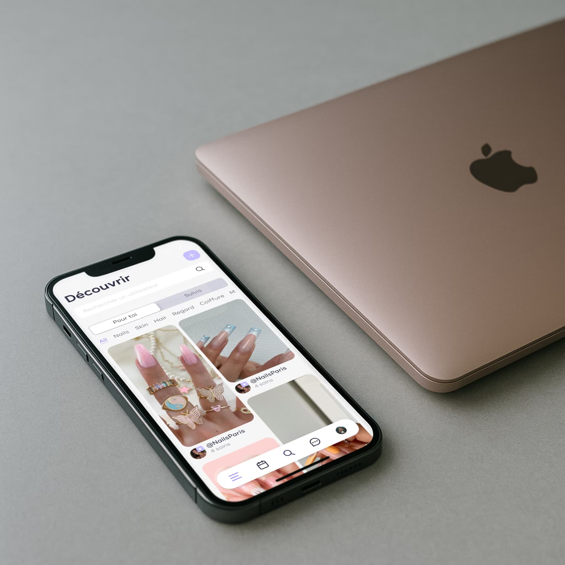 iPhone and MacBook showing iara app interface